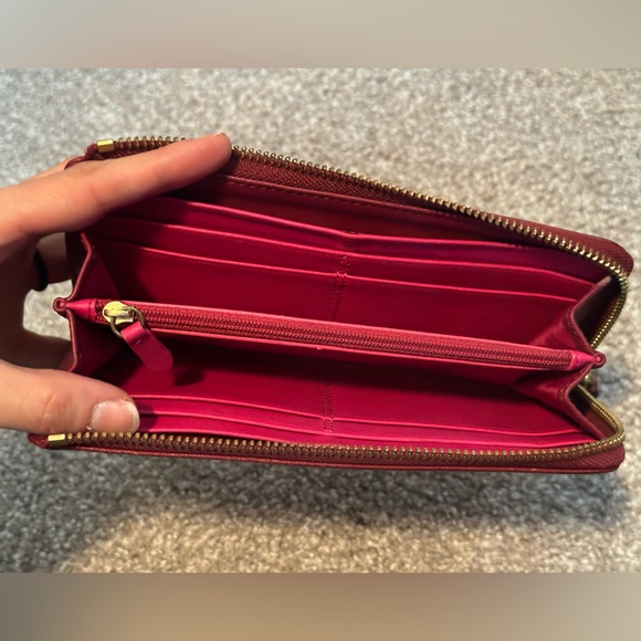Coach Raspberry Leather Zip Wallet - Picture 3 of 4